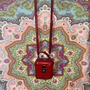 Retired- Carlos Santana Red Croco Embossed Crossbody Bag Handbag Faux Leather